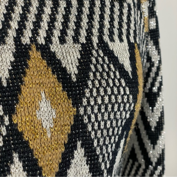 Vintage Diane Von Furstenberg Metallic Abstract Print Knit Sweater Size Large - Picture 3 of 11